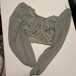 Sage Green Lace Crop Top